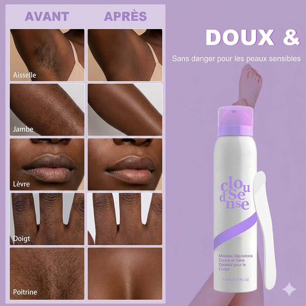 CloudSense™ – La Mousse Dépilatoire Douce Pour Une Peau Lisse en Quelques Minutes