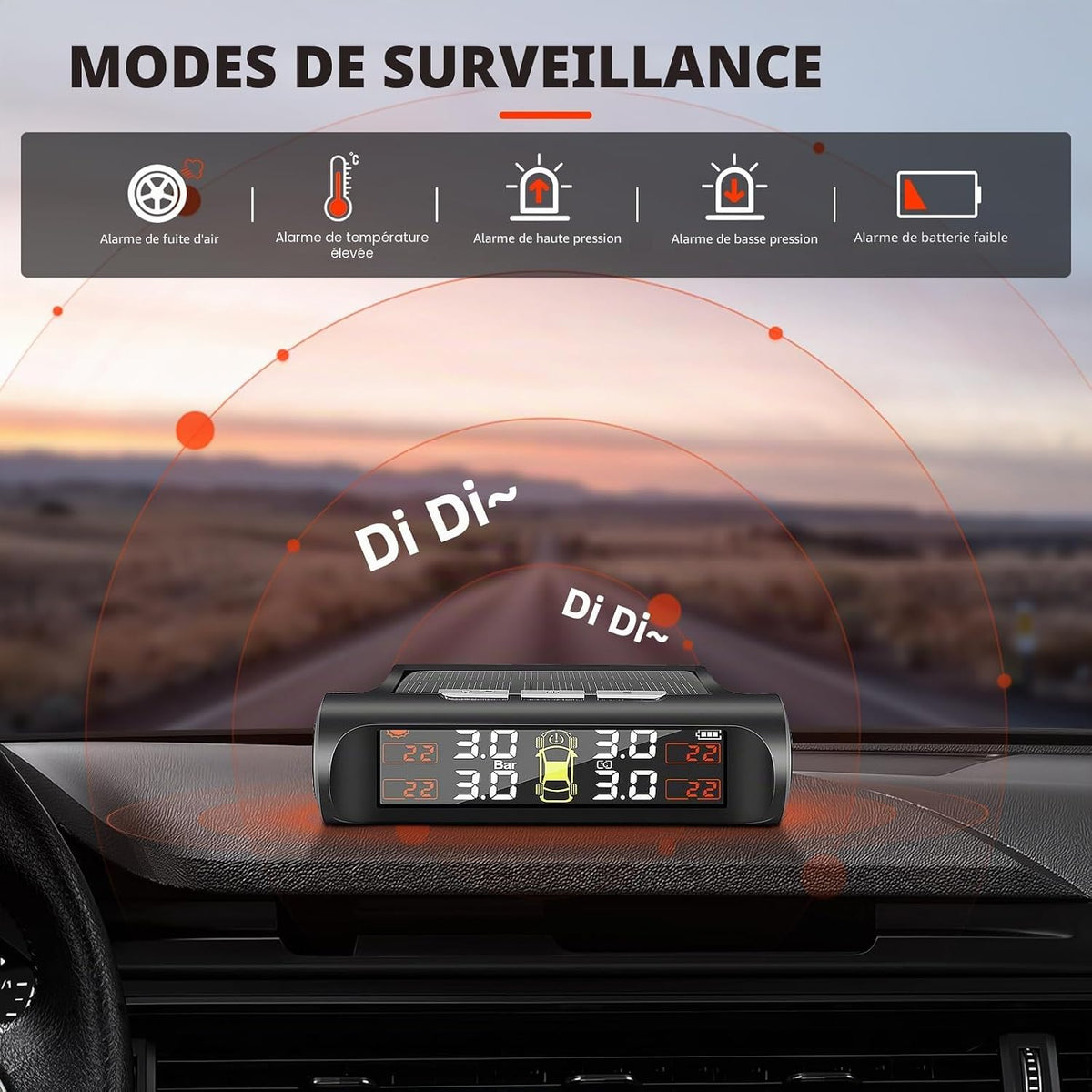 TPMS Système solaire de surveillance de la pression des pneus de voiture – Surveillez vos pneus en temps réel