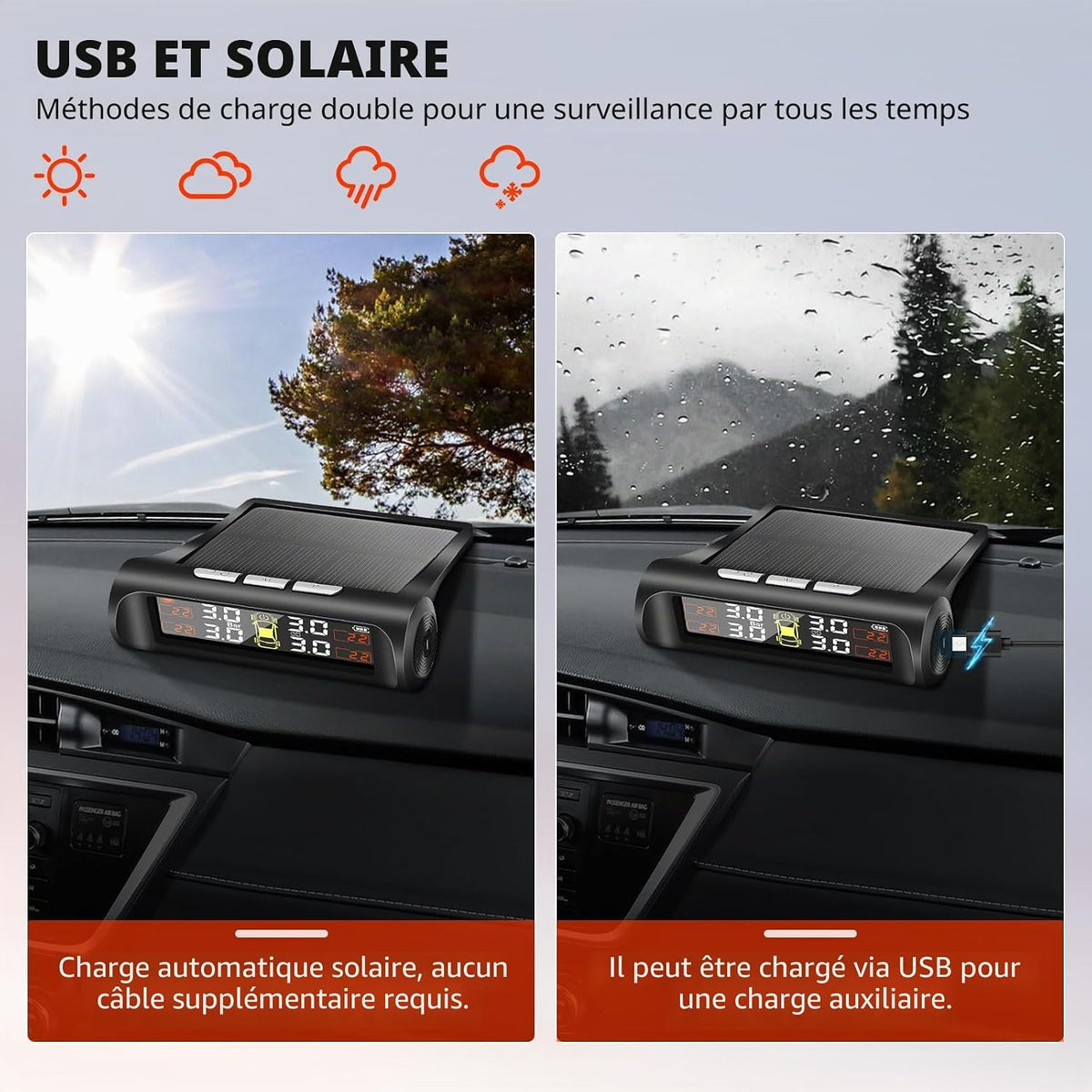 TPMS Système solaire de surveillance de la pression des pneus de voiture – Surveillez vos pneus en temps réel
