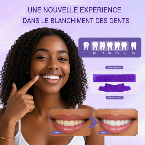 Bandes Blanchissantes Violettes V34 – Sourire Blanc Instantané en 30 Minutes