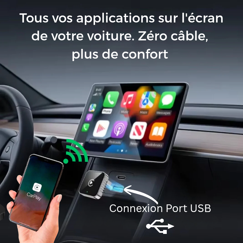 Adaptateur sans fil CarPlay et Android Auto