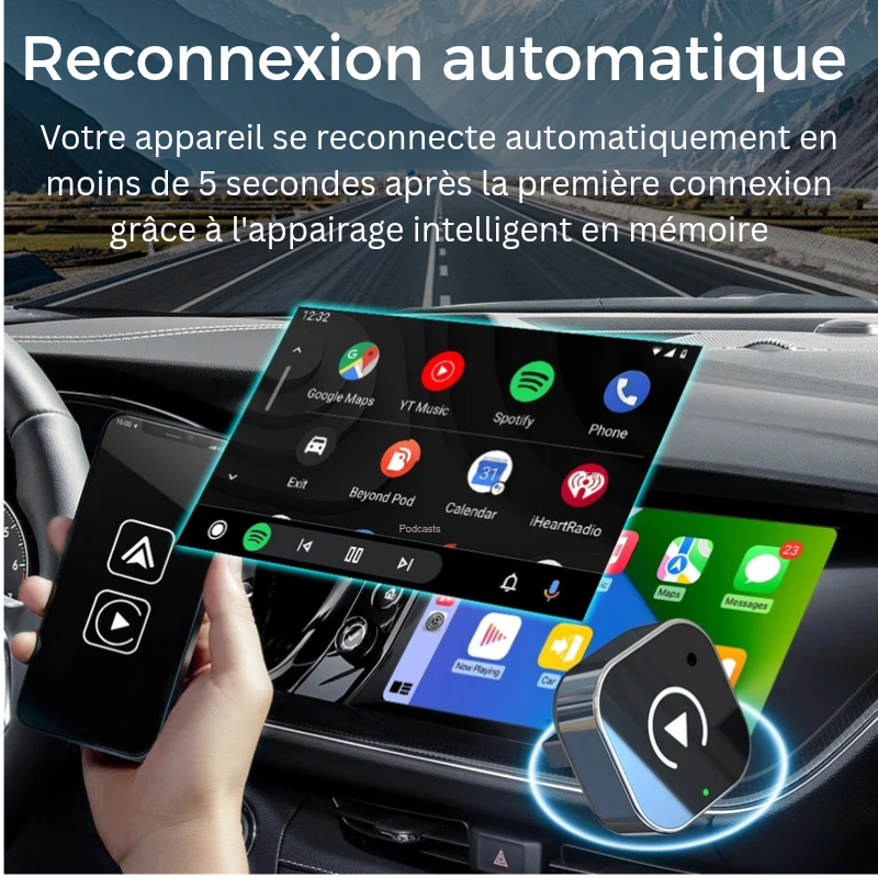 Adaptateur sans fil CarPlay et Android Auto