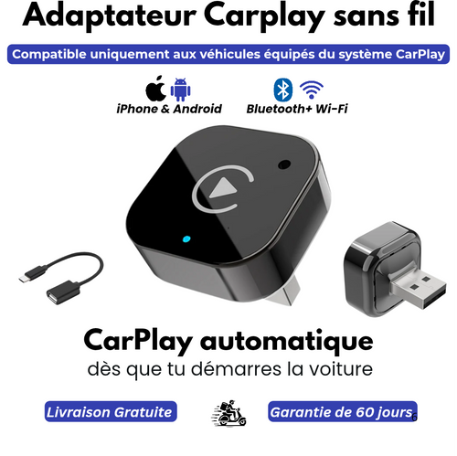 Adaptateur sans fil CarPlay et Android Auto